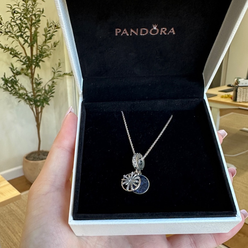 Pandora Dazzling Wishes CZ & Enamel Dangle Charm with Chain